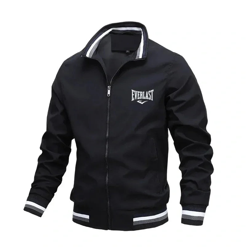 Autumn and Winter Men's Standing Collar Casual Zipper Business Jacket Outdoor Sports Jacket Waterproof and Windproof Solid Color