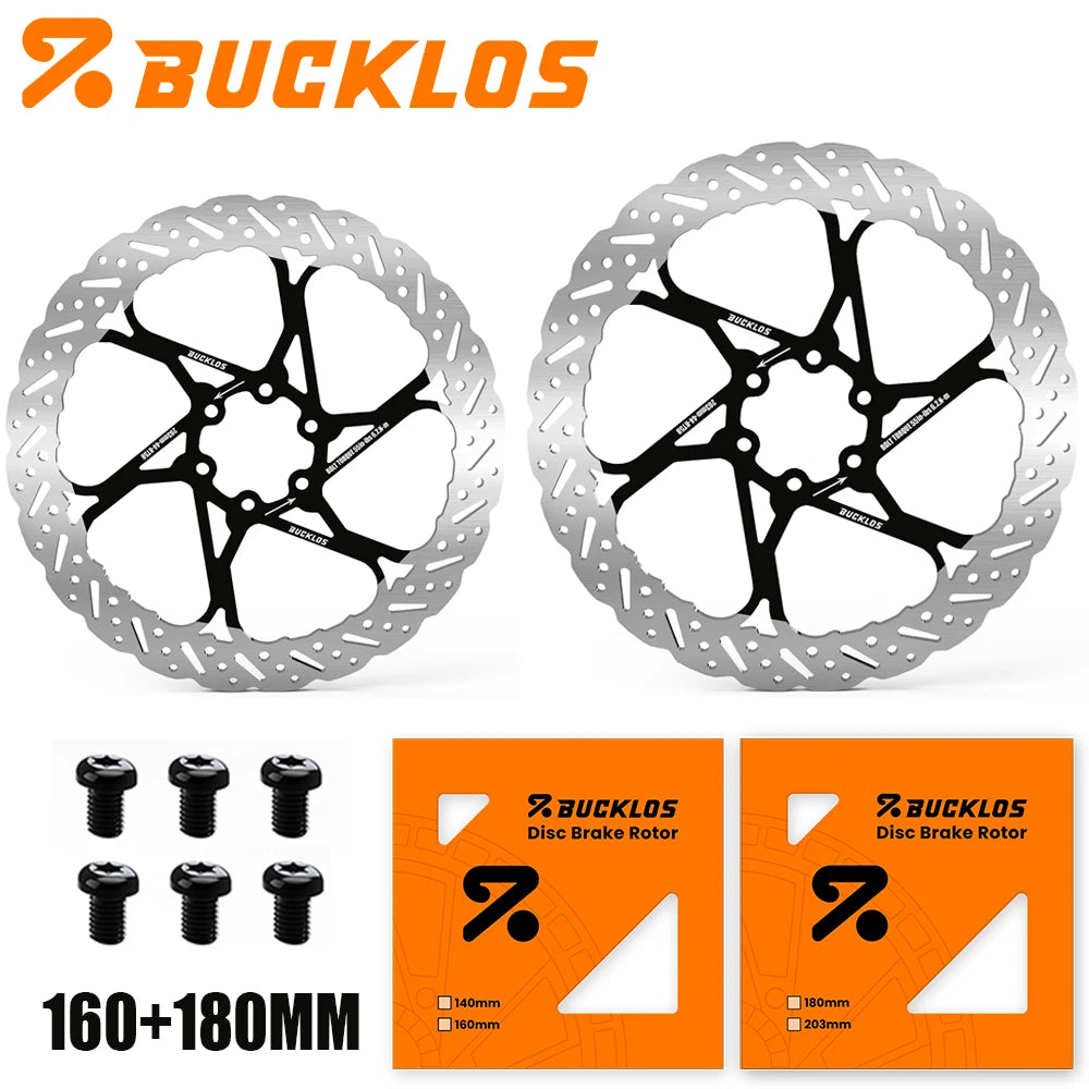 BUCKLOS 2PC Bicycle Rotor Bike Brake Discs 160mm 140mm 180mm 203mm Brake Discs Heat Dissipation Hydraulic Disc Brakes Rotor