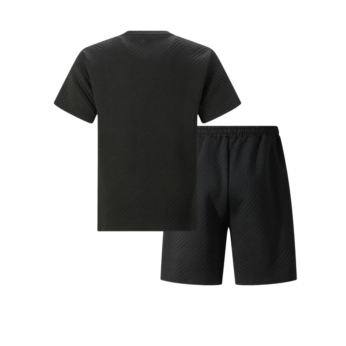 New men's summer jacquard short-sleeved shirt and short pants casual breathable T-shirt and short pants sports outfit streetwear