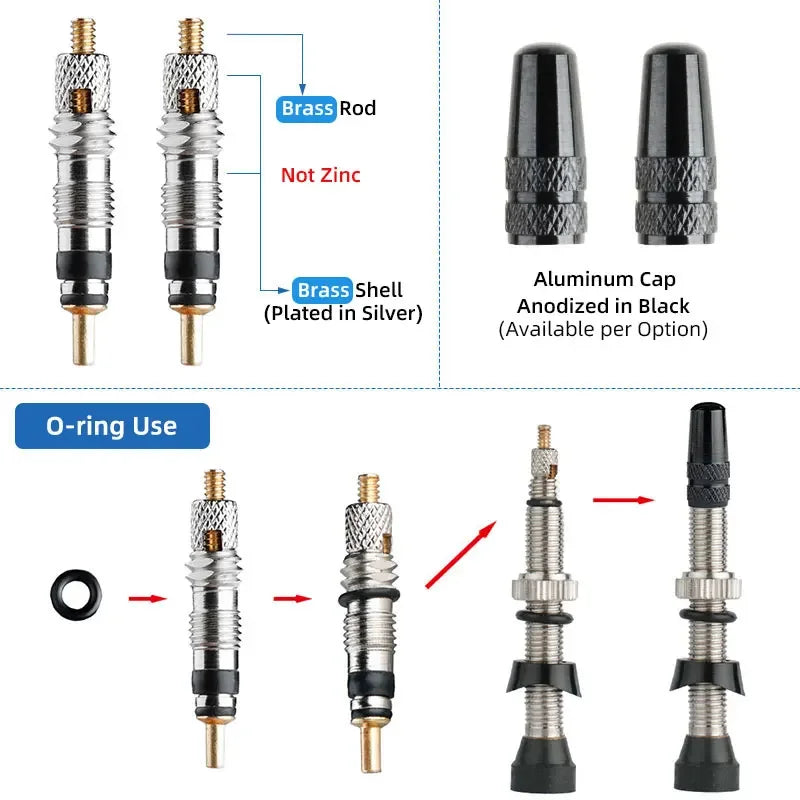 Deemount 2pcs 40/60/80mm Bike Presta/FV Valve Stem for Tubeless Tire MTB Road Bike Bicycle No Tube Rim Parts