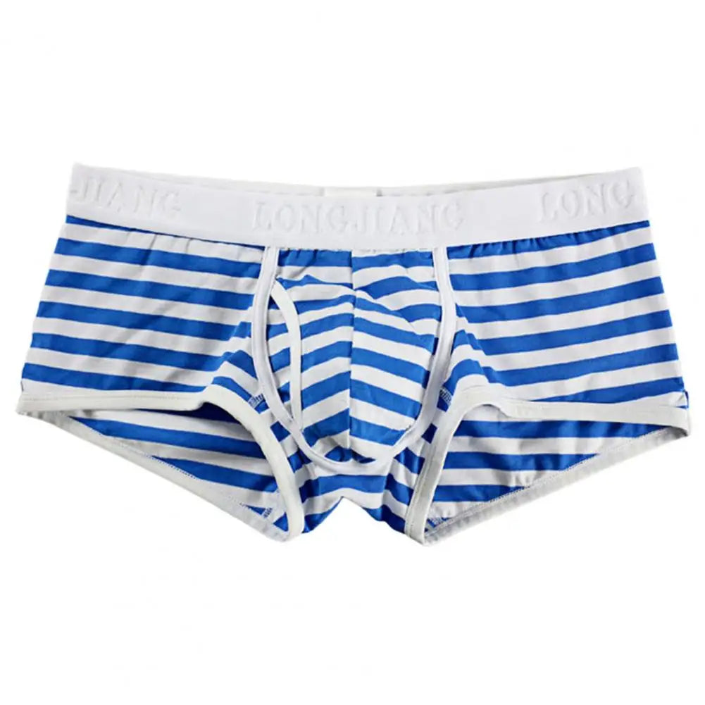 Men Boxer Stripe Side Opening Sexy Mid Rise Male Underpants Comfortable Thin Men Underwear For Bathroom