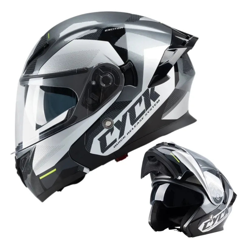 Motorcycle Helmet Men's and Women's Flip Face Helmet Double Mirror Semi Full Coverage Motorcycle Personality Capacetes De Moto