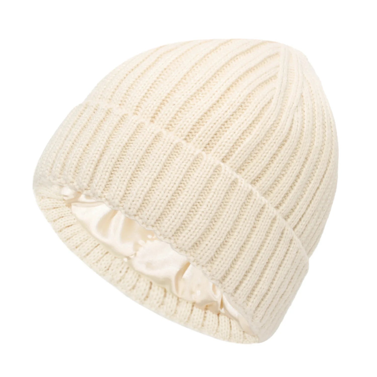 Winter Satin Lined Beanie Hats Women Men Unisex Thick Chunky Cap Striped Warm Soft High Quality casual Knitted Beanie Hat