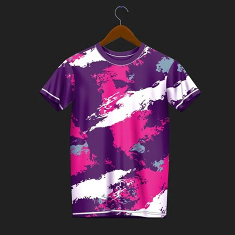 3D Printed Training Suit T-Shirt For Men Fashion Sports Pattern Tees Summer Oversized Round Neck Tops Short Sleeves T Shirts