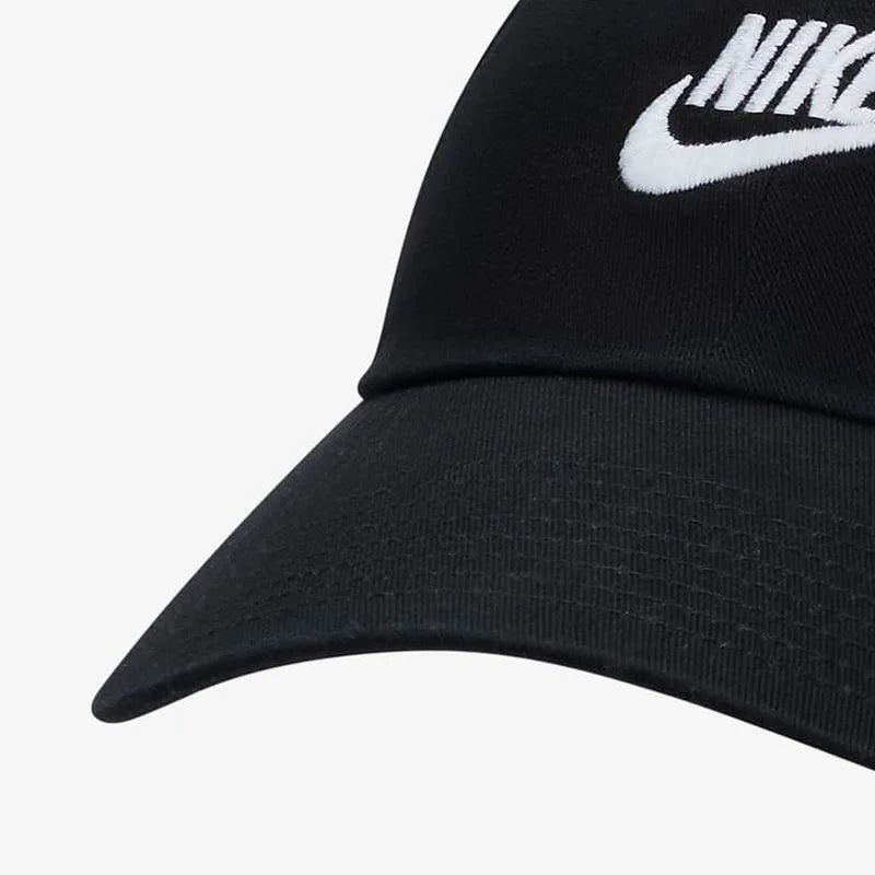 Nike Letter Micro-Logo Cotton Baseball Cap, Unisex Couple Style, Black Fb5368-011
