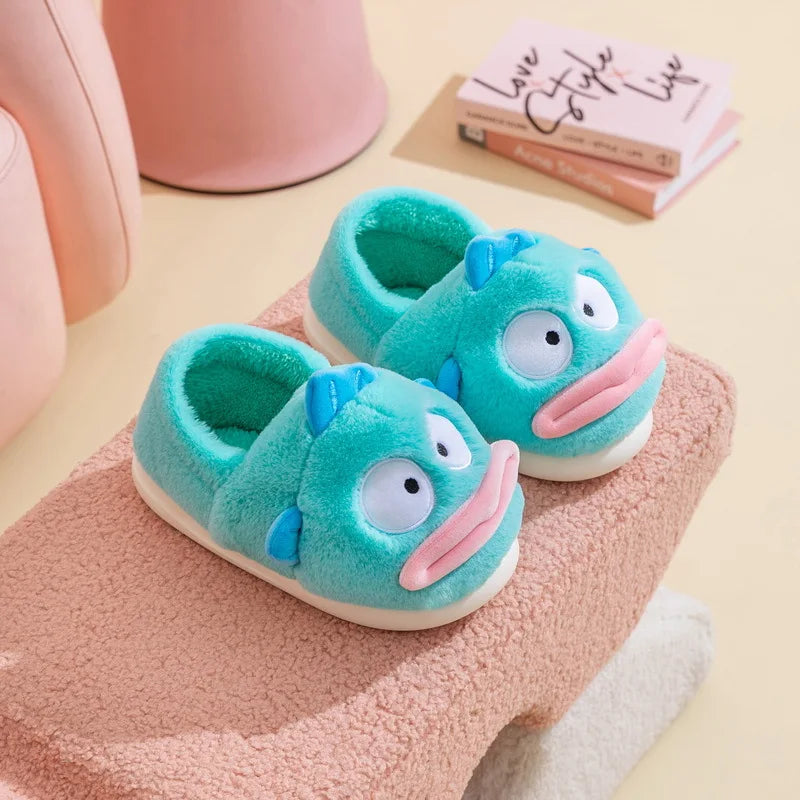 Sanrio Plush Slippers Women My Melody Kawaii Anime Cinnamoroll Cotton Shoes Flat Autumn Winter Keep Warm Non-Slip Cute Girl Gift