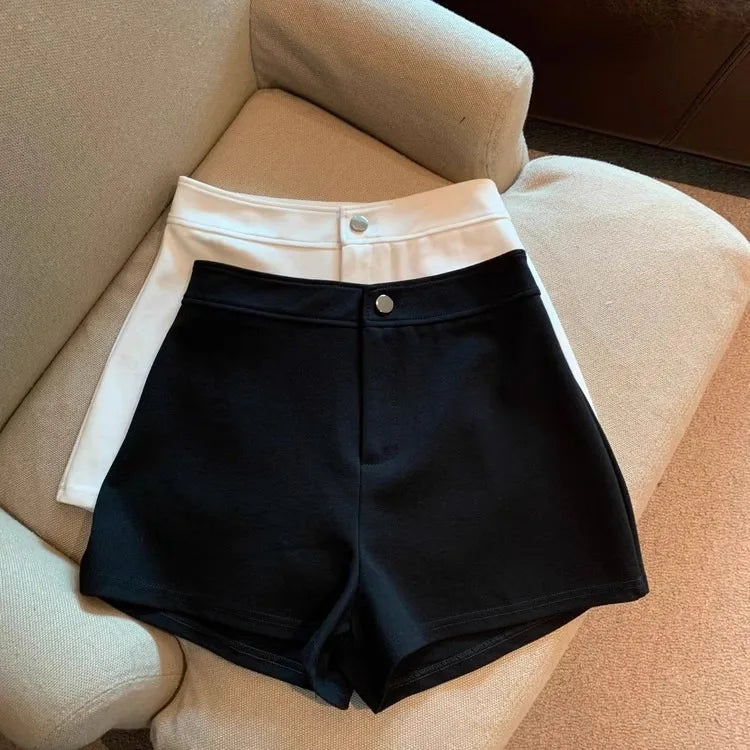 2026 Women's Summer Black Shorts, Thin Breathable High Waist Slim-fit A-line Stretchy Hot Pants for Y2K