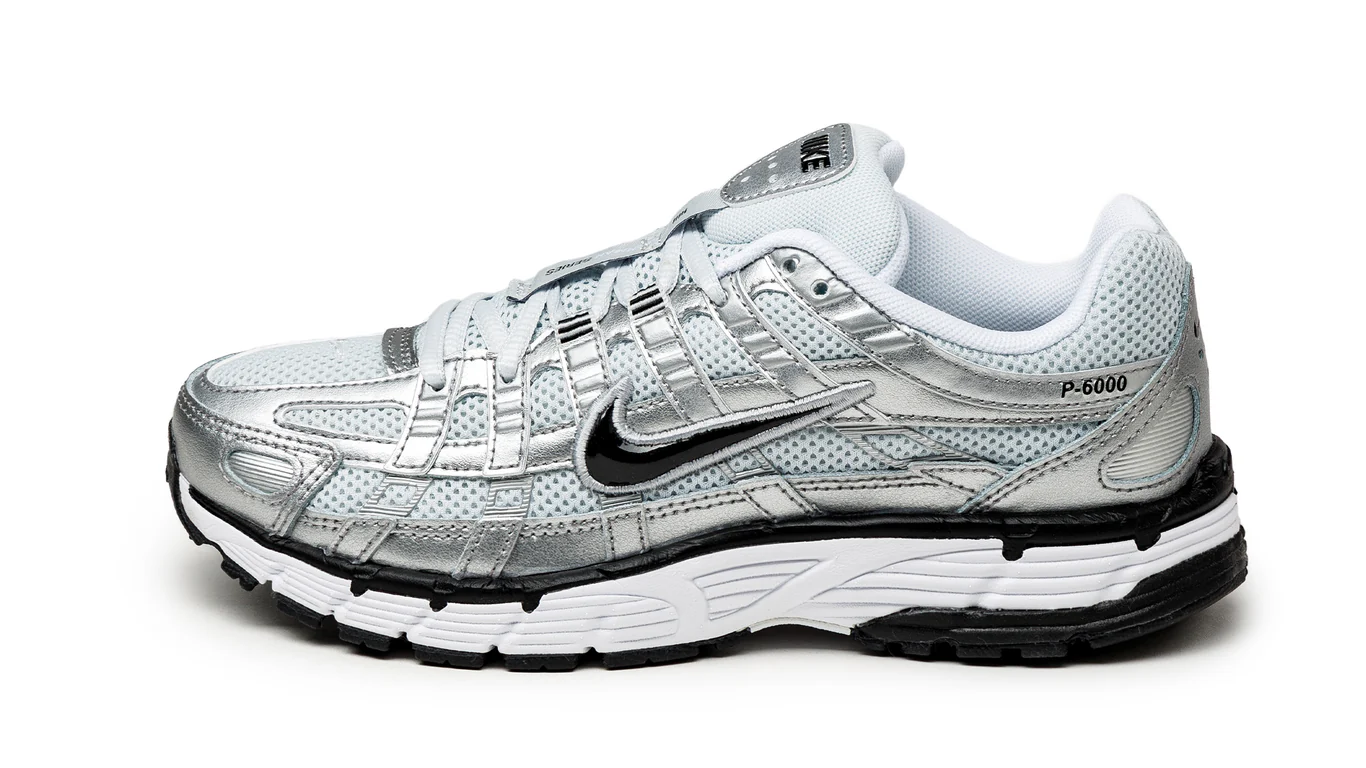 P 6000 UNISEX - Baskets basses - white/black/metallic silver