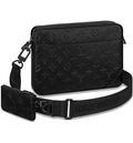 Sac Louis Vuitton Duo Messenger noir with Black-tone de la collection in Leather